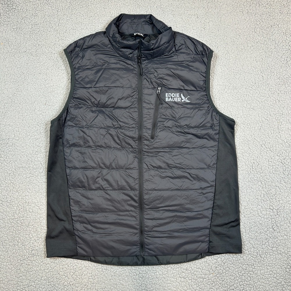 Eddie Bauer Vest Mens Large Black EB550 Down Quilted Gorpcore Outdoor Sleeveless